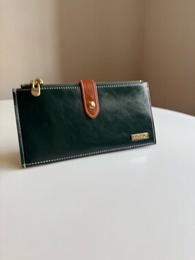 AnDoilt Genuine Leather Credit Card ID Bills Green Wallet Slim Bifold Purse